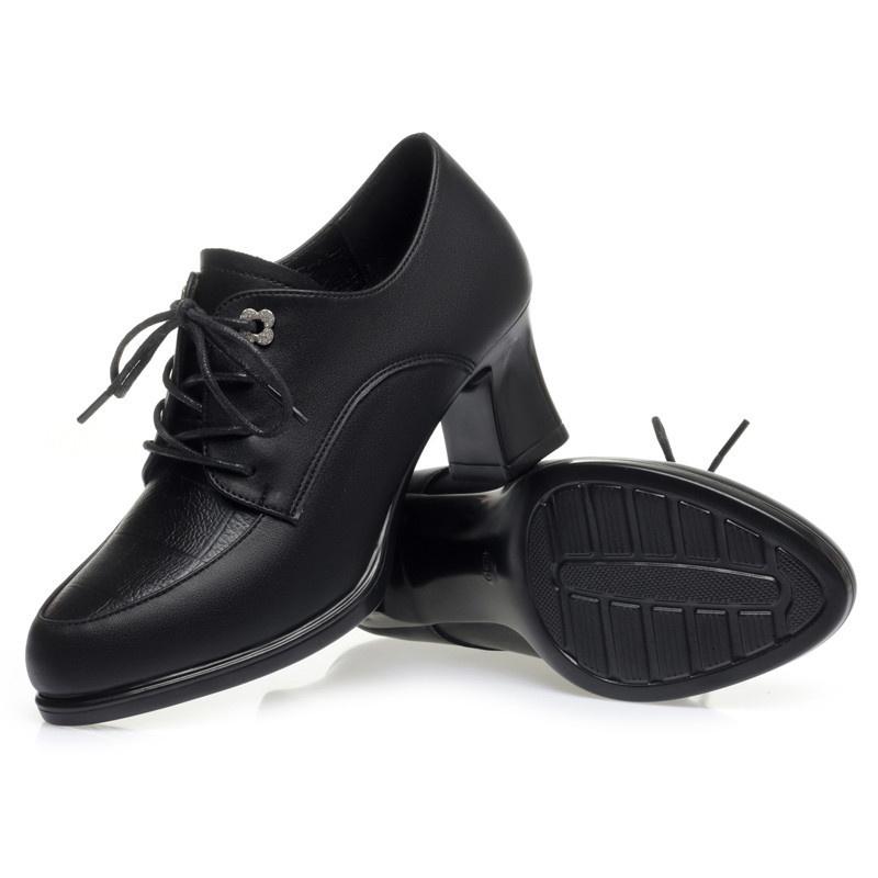 Fashion Spring Autumn Women's Pumps Fashion Deep Mouth Pumps Shoes Comfort Soft Leather Lace up Single Shoes Mother High Heels Shoes