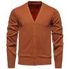 New Autumn and Winter Men's Casual V-neck Sweater Jacket Korean Style Handsome Solid Color Plus Velvet Warm Men's Knitted Sweater