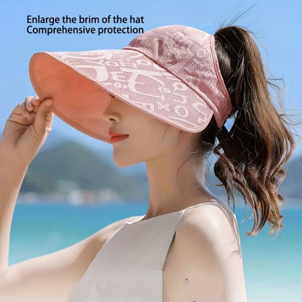UV Protection Large Brim Sun Hat Letter UV Protection Hat Stylish Summer Panama Hat  Men