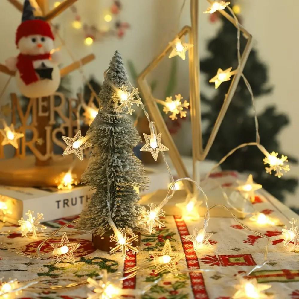 LED Christmas Reindeer & Snowflake String Lights for Courtyard Decoration