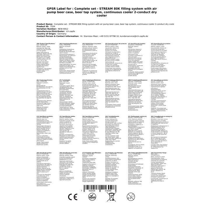 Système de tirage à bière STREAM 80K avec coffre réfrigéré, pompe à air, refroidisseur sec 2 voies, têtes panier et triangulaire