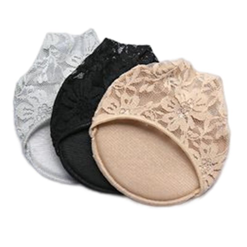 1 Pair Half Toe Socks Women Floral Lace Toe Topper Socks No Show Liner Socks Invisible Forefoot Non-Slip Insoles Pads