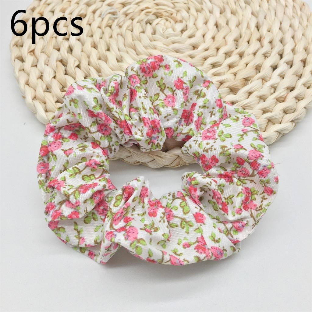 6pcs/lot Hair Scrunchies Bands Scrunchy Ties Ropes Ponytail Holder for Women Accessories Fabric Headwear Ditsy Floral Sweet Cute