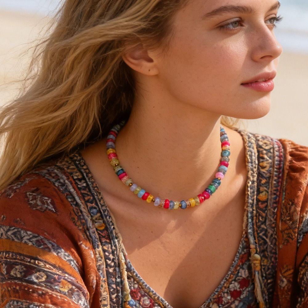Handmade Crab Pendant Necklace Colorful Glass Beads Colorful Necklace Women Necklace for Women