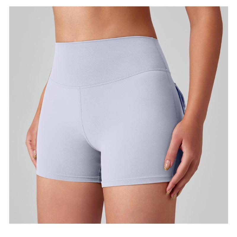 Dámské nákladní jógové šortky s vysokým pasem, design Broskvový zadek, kapsy, 3 body, Šortky na cvičení, Pocit nahoty, Vysoce elastické, Rychleschnoucí, Běžecké šortky