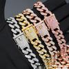Men's 13mm Rhinestone Cuban Chain Necklace & Bracelet Set - Hip Hop Style, High Quality Alloy
