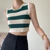 גופייה סקסית לנשים בגזרת צלעות קיץ פסים עם צווארון O-Scrop חולצות רחוב בציר אופנה קוריאנית אפוד בגדי Y2K