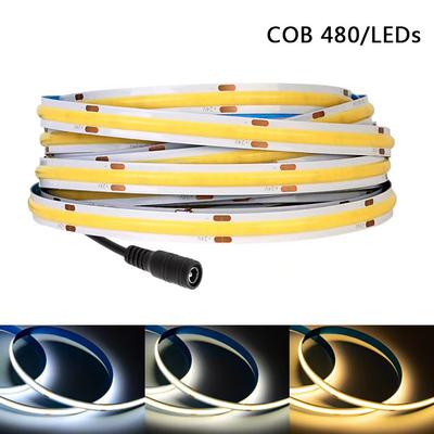 LED páskové světlo COB uvedené na seznamu UL 480 LED/m 16,4 stop Flexibilní páska s vysokou hustotou 3000-6500K RA90 LED světla DC12V 24V