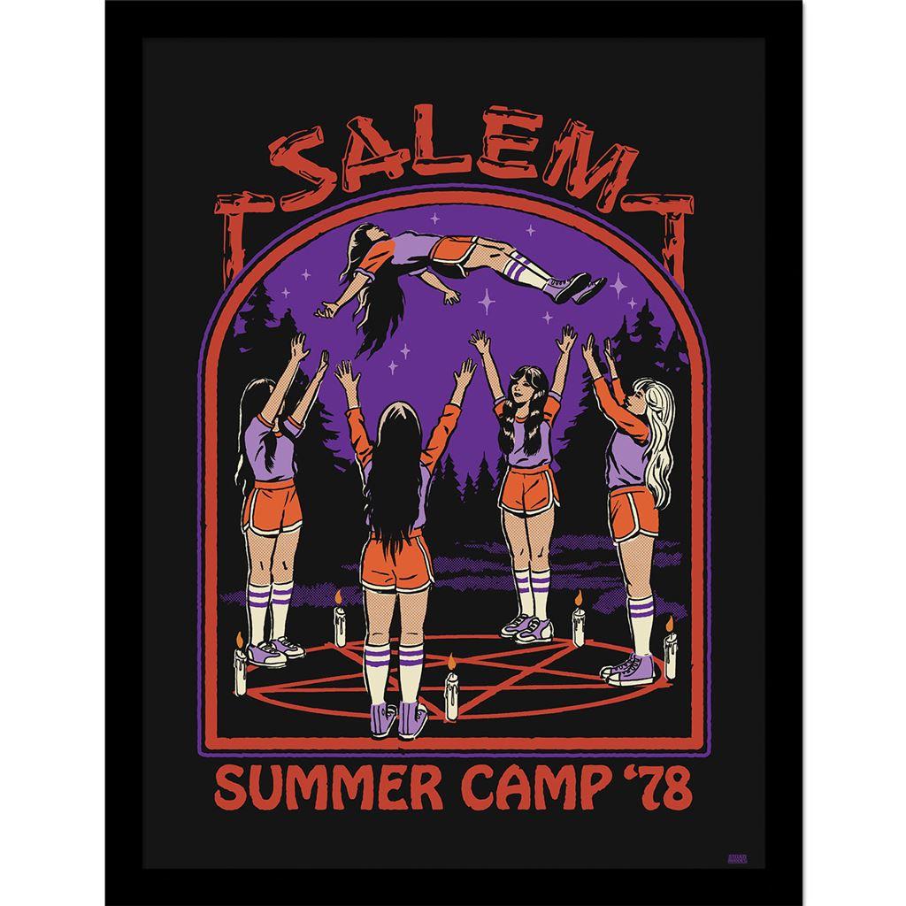 Steven Rhodes Póster enmarcado del campamento de verano de Salem 40cm x negro