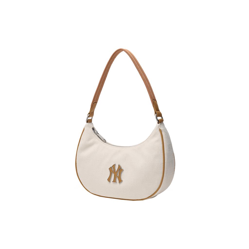 New MLB Polyester Blended Cotton Shoulder Bag Handbag Regular Unisex Beige & Brown 3ABQS014N-50CRD