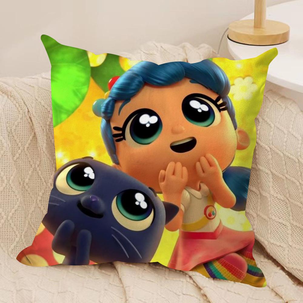 True R-Rainbow Kingdom Cushion Cover Silky Short Plush Double-Sided Printed Pillow Case for Sofa All Seasons Home Decor Gift