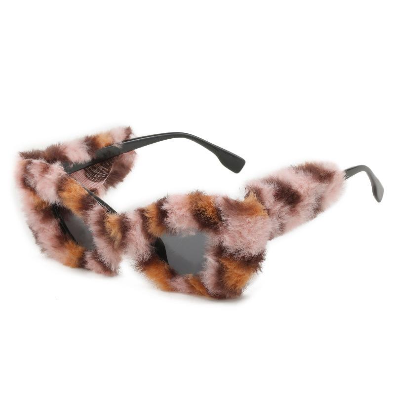Plush Winter Sunglasses Women'S Cat Eye Sunglasses Women'S Douyin Sunglasses