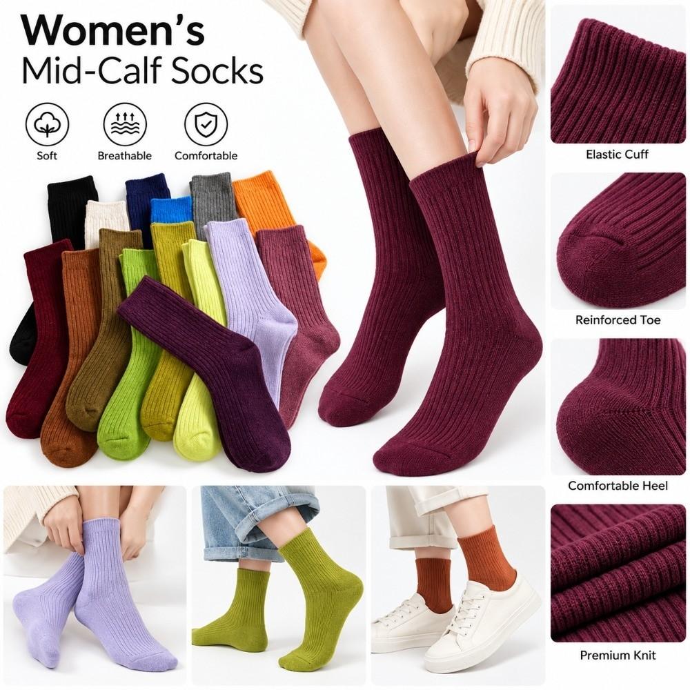Thicken Mid-Calf Socks Warm Long Stockings New Knitted Socks Daily Wear