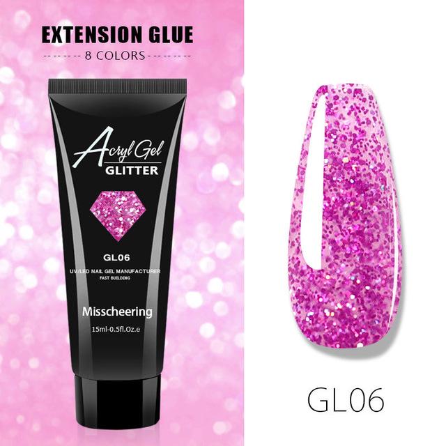 

15 мл полигель для наращивания ногтей, смешанные блестящие блестки, безболезненный акриловый строительный гель-лак, гибридный УФ-гель-лак для ногтей роза розовый