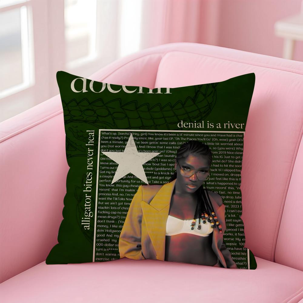 Bold HipHop American Rapperr DDoechii Cushion Cover Pillow Case Soft Skin Friendly Fabric Concealed Zipper