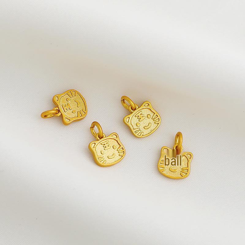 Gold-Plated Double-Sided Zodiac Tiger Pendant for DIY Necklaces and Earrings