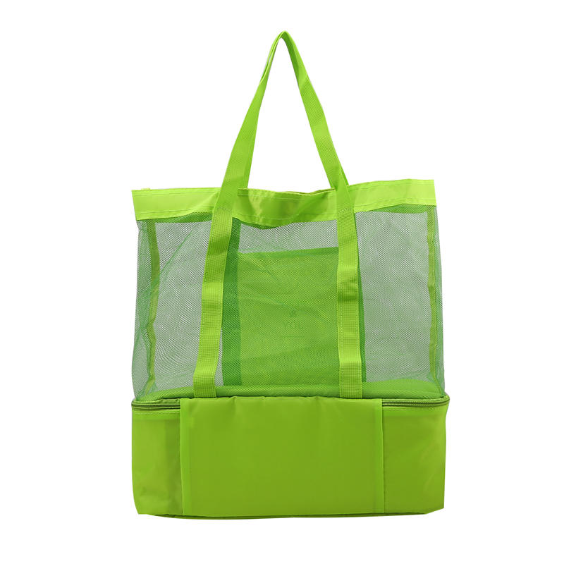Thermal Insulation Bag Handheld Lunch Shoulder Bag Cooler Mesh Beach Tote Bag for Picnic Food Drink Storage