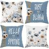 1pcs Pillow Case, Hello Spring and Floral Print Pillowcase, Living Room Sofa Chair Cushion Cover, Bedroom Room Decoration