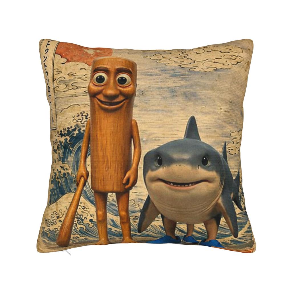 Federa Cuscino Tung Tung Sahur Cartoon Friends Copricuscino Comodo per Sedia Salotto Federe Cuscino Retro Trendy