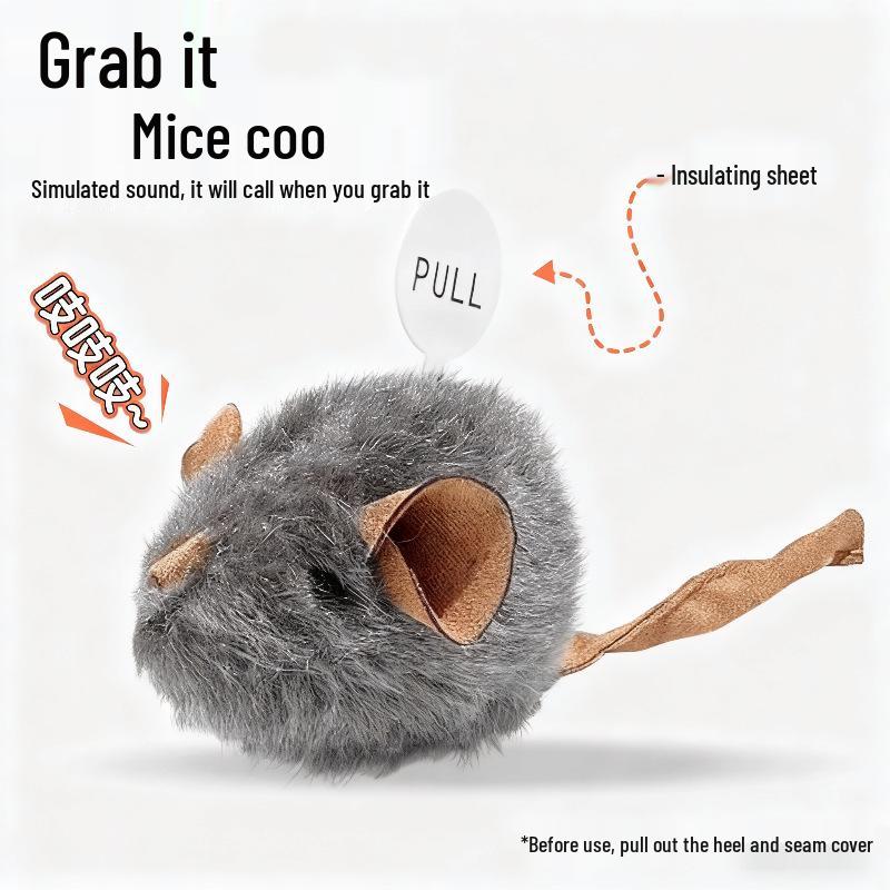 Realistic Mouse Sound Cat Toy for Self-Amusement and Stress Relief Realistic Sounding Mouse серый
