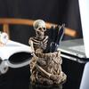 Creative Skull Multifunctional Storage Rack Desk Storage Pen Holder Resin Cosmetics Storage Halloween Gift