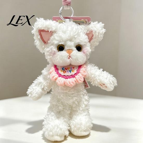 Mini Stuffed Cat Charm Plush Pendant, Cute Fuzzy Curly Kitten Charm, Soft Gift for Lovers Animal Keychain Backpack Fluffy Key Ring
