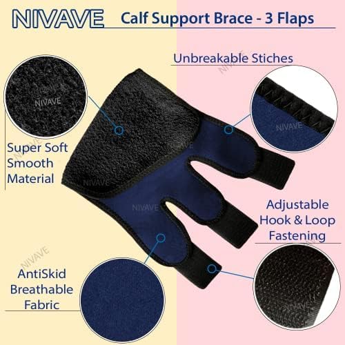 Nivave Neoprene Calf Support Brace, Shin Splint Compression, Lower Leg Wrap Support For Torn Calf Muscle, Strain, Sprain, Pain Relief, Tennis Leg