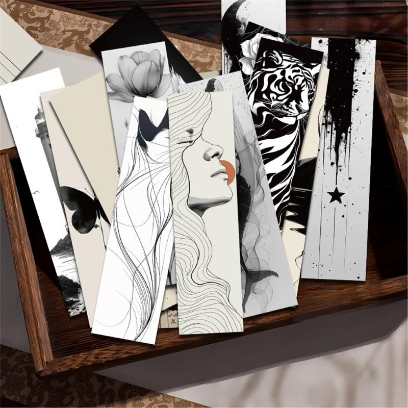 30Pcs Inks Painting Bookmarks Reading Aids for Book Lover Writer Student Paper Bookmarks Book Page Divider