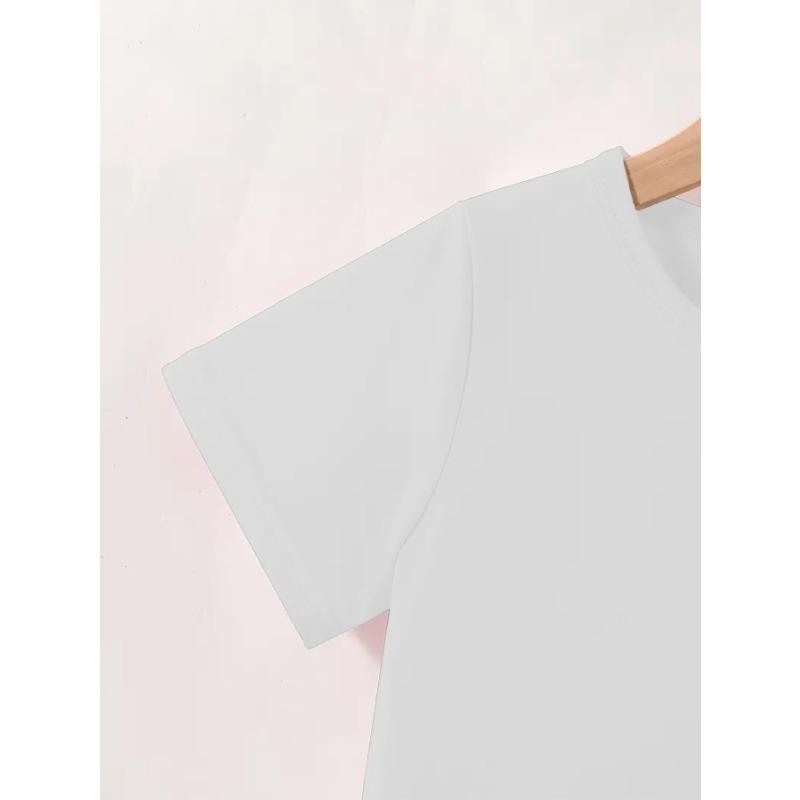 European Size Childrens Round-neck Short-sleeved T-shirt with Colorful Truck Pattern Print