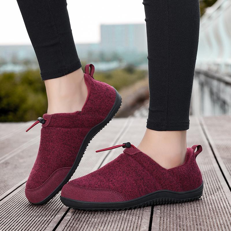 Couple's Winter Cotton Shoes Plush Warm Indoor Walking Shoes Elastic Flats Winter Warm Casual Shoes Anti-slip Soft Sole