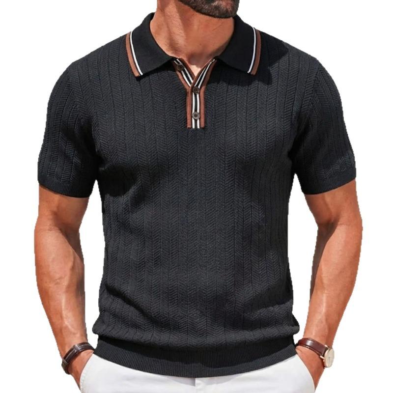 Polo de punto para hombre con ribete de contraste y manga corta