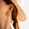 Gold Color Smooth Metal Chunky Hoop Earrings for Women Girls Fashion Punk C-Shaped Spiral Pattern Ear Buckle Lightweight Jewelry