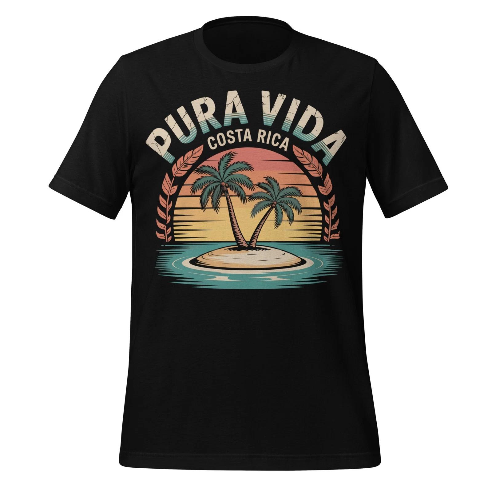 Pura Vida Коста-Рика Футболка Остров Пальма Закат Футболка Унисекс Подарок на Отпуск S