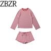 Za New Fall Women's Clothing 2025 Fashion Wind Fashion Minimalist Stripes T Long Sleeves Tops Casual Shorts Suit