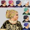 Glitter Pleated Women's Head Wraps Bonnet African Turban Cap Muslim Headscarf Bonnet Turbante mujer