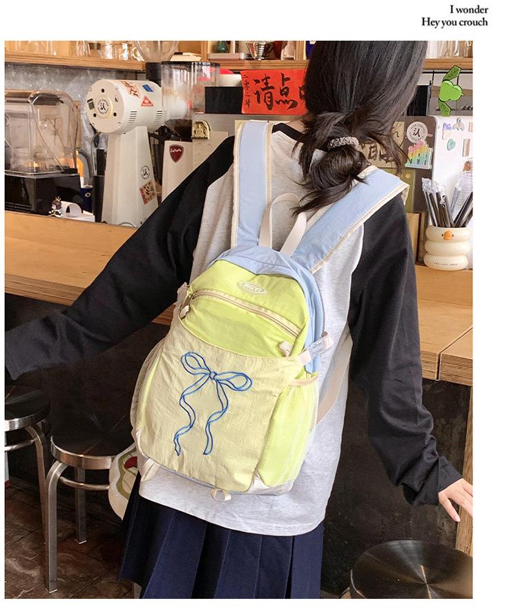 Schoolbag manufacturers wholesale girl small fresh embroidery bow backpack school super light cute schoolbag short-distance backpack tide