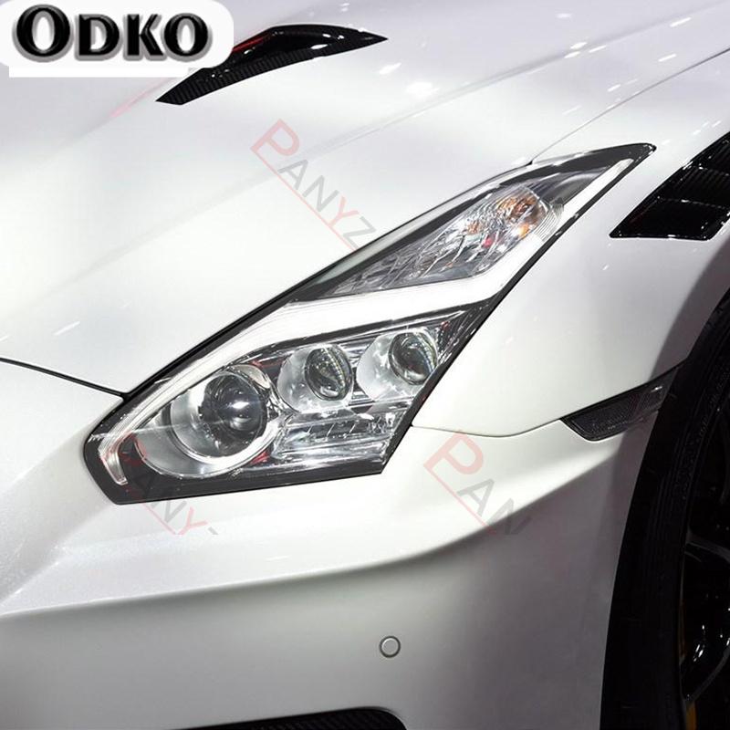 For Nissan GTR R35 Nismo 2009- 2 Pcs Car Headlight Protective Film Headlamp Vinyl Transparent Black TPU Protective