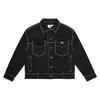 Dickies Jachetă de blugi cu mânecă lungă, cu un singur nasture și cusături contrastante, Jachete pentru femei, Negru DK009502BLK