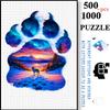 500pcs-1000pcs, Handmade Jigsaw Puzzle, Paper Puzzle, Puzzle, White Card Material, (Dreamy Aurora Starry Sky Wolf Claw Print Snow Scene) White Card Ma