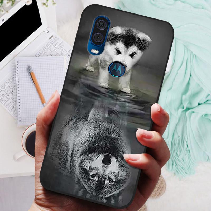 

Для Motorola One Vision Чохол Чорна Кришка Лев Вовк Силіконова М яка Задня Кришка Для Moto One Vision Чохол для Телефона Захисна Оболонка For Moto One Vision