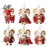 Christmas Party Supplies 2027 New Year Sheep Ornament 2D Acrylic Tree Pendant Xmas Hanging Pendants with String Chinese Zodiac Goat Decor,