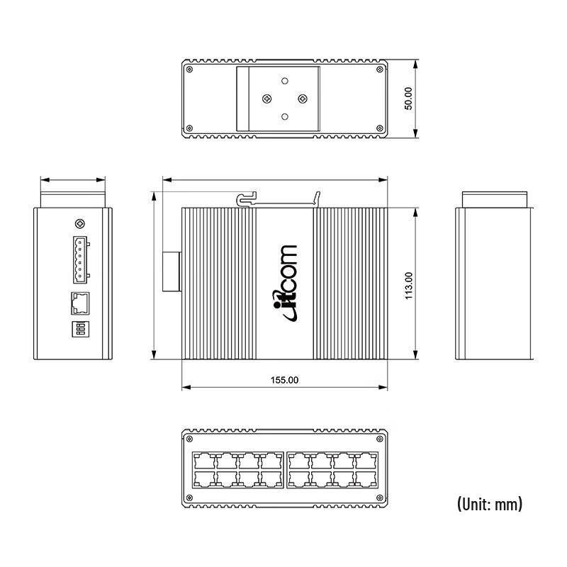 Adicon IT168 16portový gigabitový nespravovaný průmyslový Ethernetový přepínač