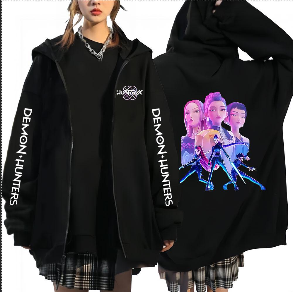 K-pop Saja Boys Demon Hunters Movie Zip Up Hoodie Men Women Harajuku High Quality Fans Gift Oversized Zipper Hoodies Jacket