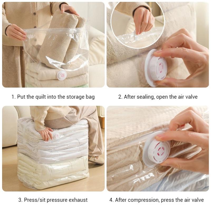 Compression Storage Bag Reusable Space Saver Bag for Clothes Quilt Storage Bag Wardrobe Transparent Large Travel Packing Bag