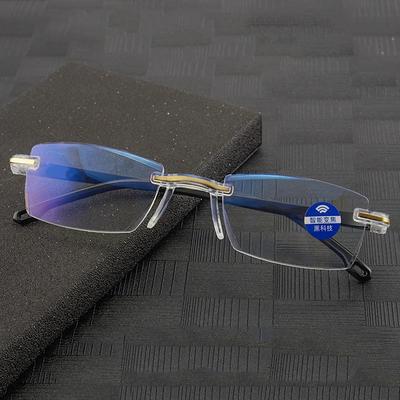 Luxus Diamantschliff Lesebrille Herren Randlos Blaulichtfilter Brille Damen Brillen Dioptrie 1.0 Bis +3.0