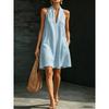 QICED Abiti casual da donna alla moda per estate e primavera, tinta unita, stampa, scollo a V, senza maniche