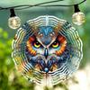 Hand Painted 3D Owl Wind Chime Metal Outdoor Hanging Decor for Garden Patio Balcony Weather Resistant Vibrant Colors Intricate Feather Design