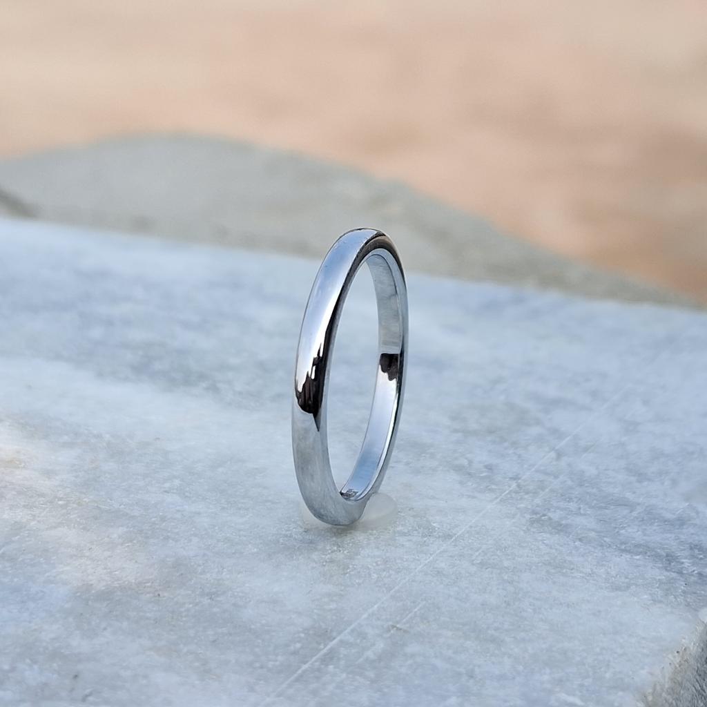 2mm Silver High-Polished Tungsten Carbide Rings for Women – Sleek and Durable, Perfect for Engagement or Everyday Wear Free Custom Engraving
