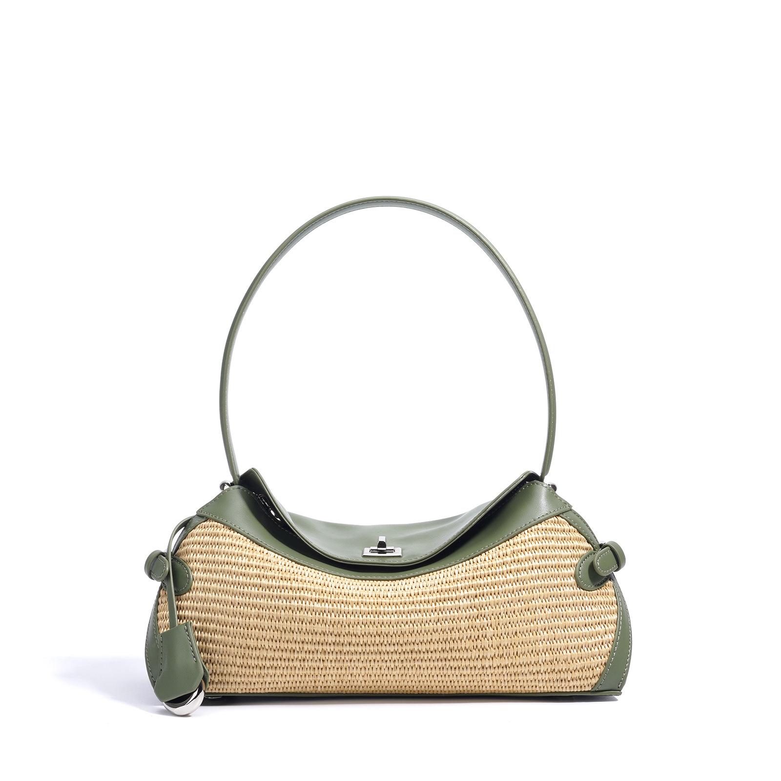 2026 пляжная сумка на плечо большой вместимости соломенная ручной вязки подмышечная сумка простая и модная сумка-мессенджер