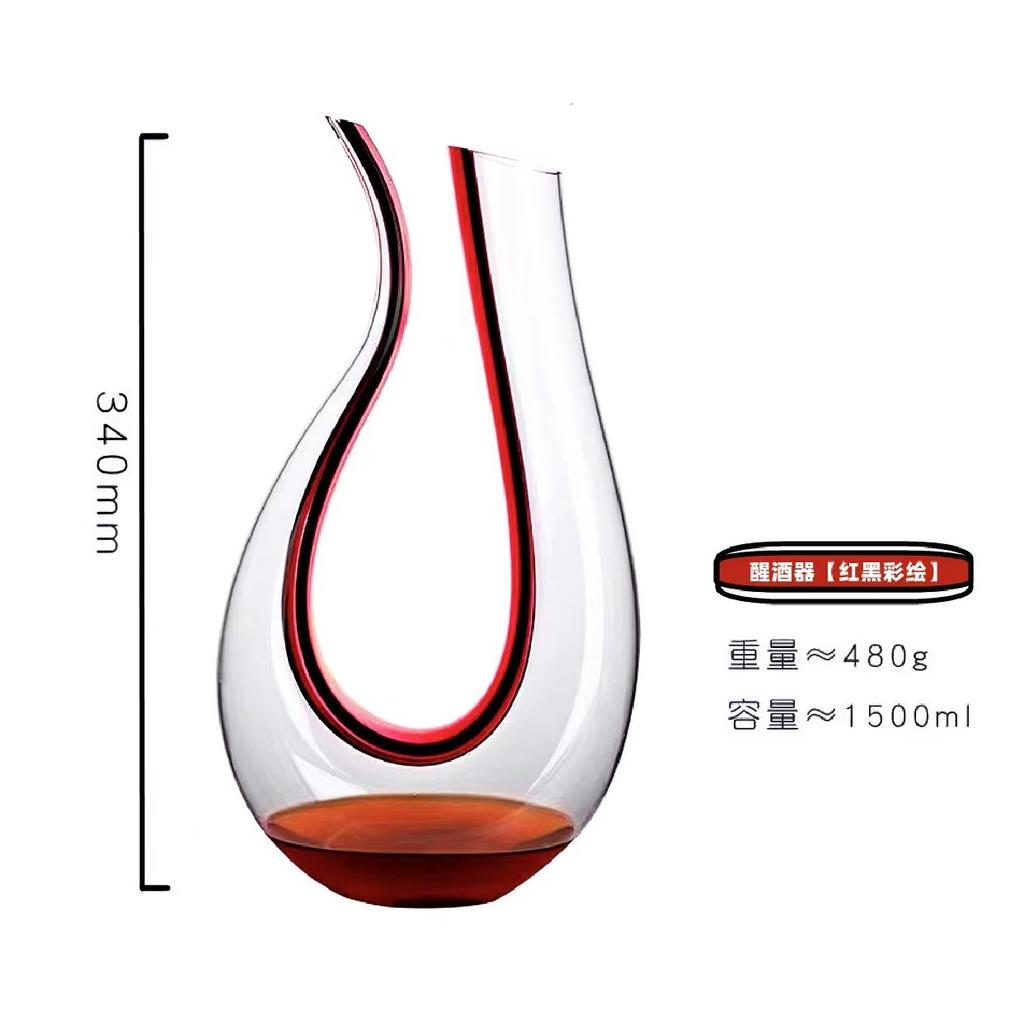 Luxury Black Bow Tie Burgundy Wine Glass Decanter Set Large Crystal Wine Champagne Goblet Bar Set